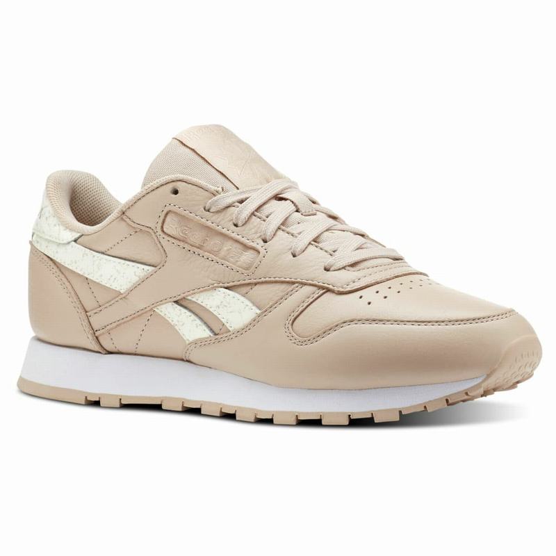 Tenisi Reebok Classic Leather Dama Dungi Bej/Albi Romania ZR8338NP